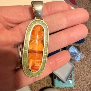Orange and Green Pendant Necklace